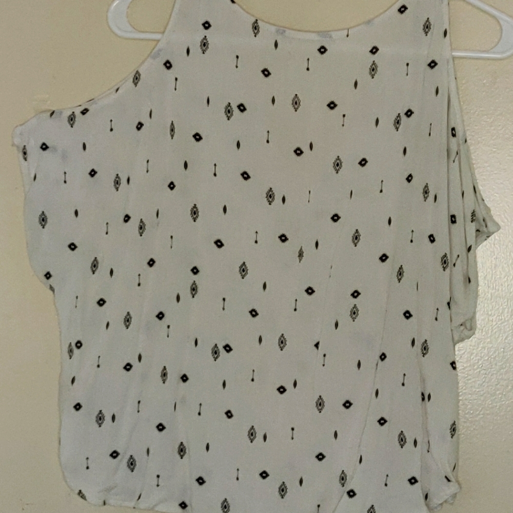 White Patterned Shoulderless Top - Picture 2 of 2